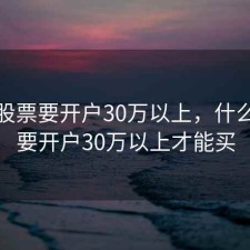 什么股票要开户30万以上，什么股票要开户30万以上才能买