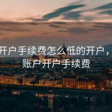 股票开户手续费怎么低的开户，股票账户开户手续费