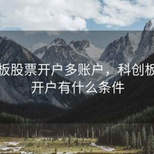 科创板股票开户多账户，科创板股票开户有什么条件