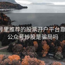 公众号里推荐的股票开户平台靠谱吗，公众号炒股是骗局吗
