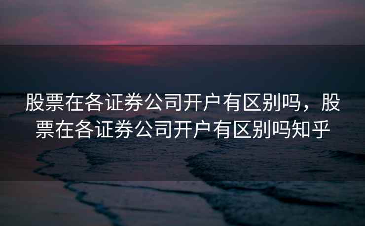 股票在各证券公司开户有区别吗，股票在各证券公司开户有区别吗知乎  第1张