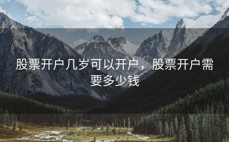 股票开户几岁可以开户，股票开户需要多少钱  第2张