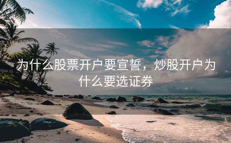 为什么股票开户要宣誓，炒股开户为什么要选证券  第2张