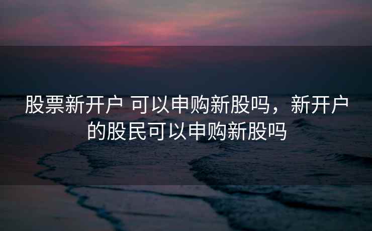 股票新开户 可以申购新股吗，新开户的股民可以申购新股吗  第2张