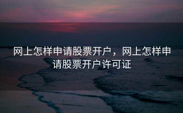 网上怎样申请股票开户，网上怎样申请股票开户许可证  第2张